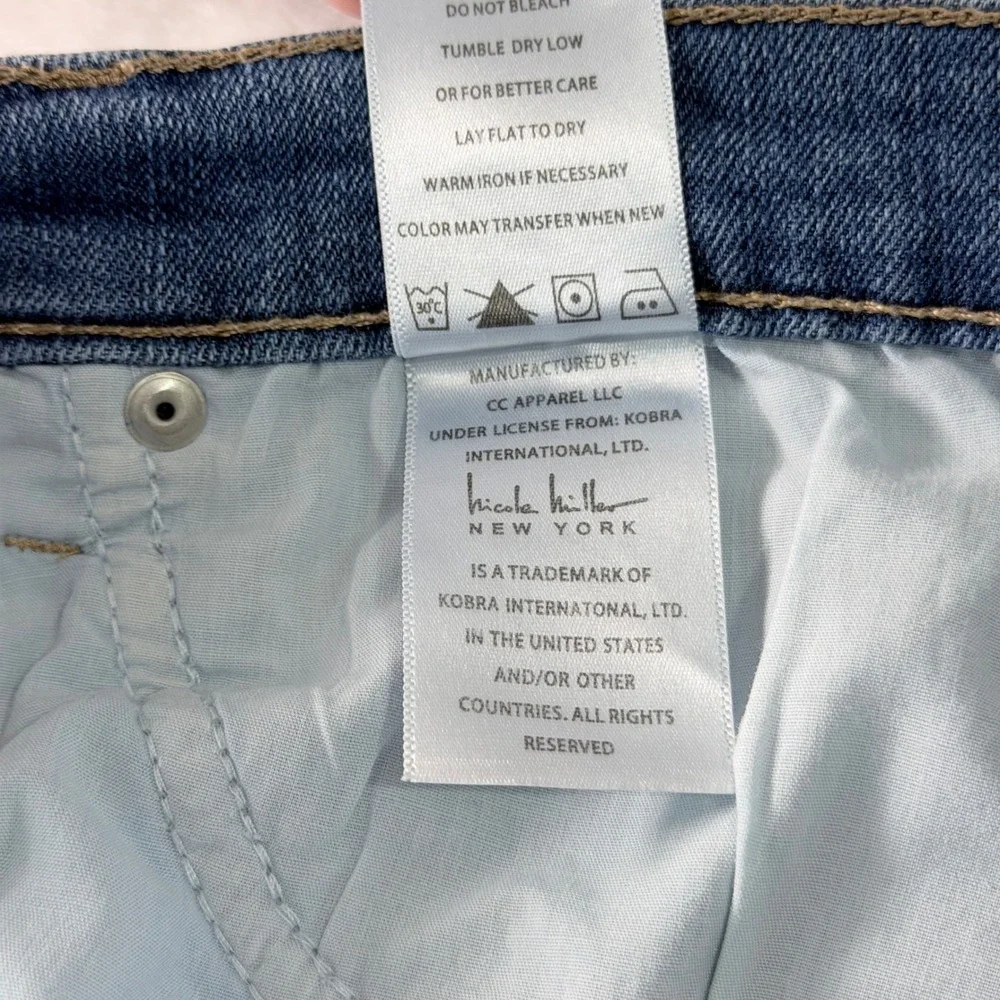 Nicole Miller New York Jeans SOHO High Rise Ankle Skinny Blue Distressed Size 12
